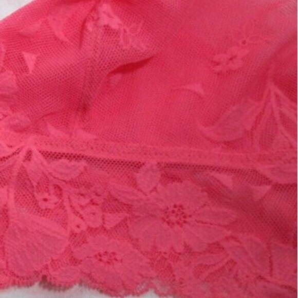 Aerie Lace Strappy Bralette Top Size Large Adjustable Straps Pink Flower - Picture 4 of 4